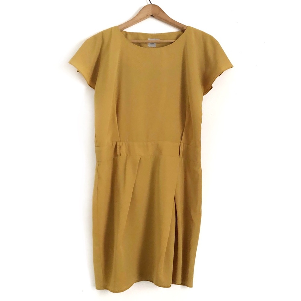 ASOS Yellow Flutter Sleeve Asymmetrical Pleat C5
